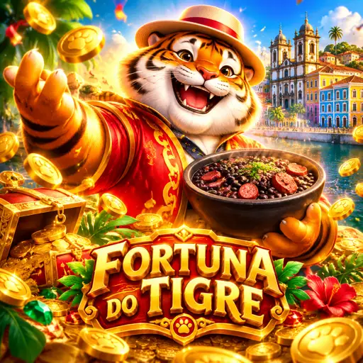 Tela do slot Fortune Tiger com tigre dourado e símbolos da sorte